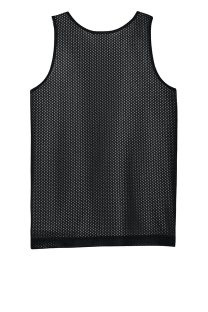 Rear View of Blk/White Sport-Tek Youth PosiCharge Reversible Mesh Tank YST5000