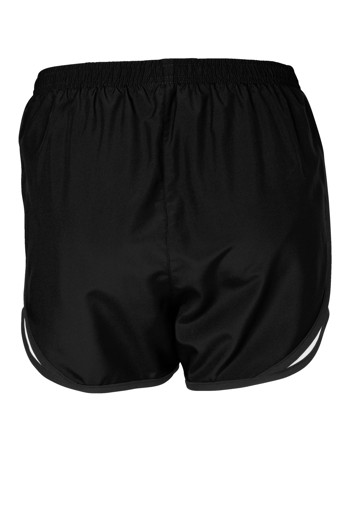 Rear View of Blk/Wht/Blk Sport-Tek Women's Cadence Short. LST304