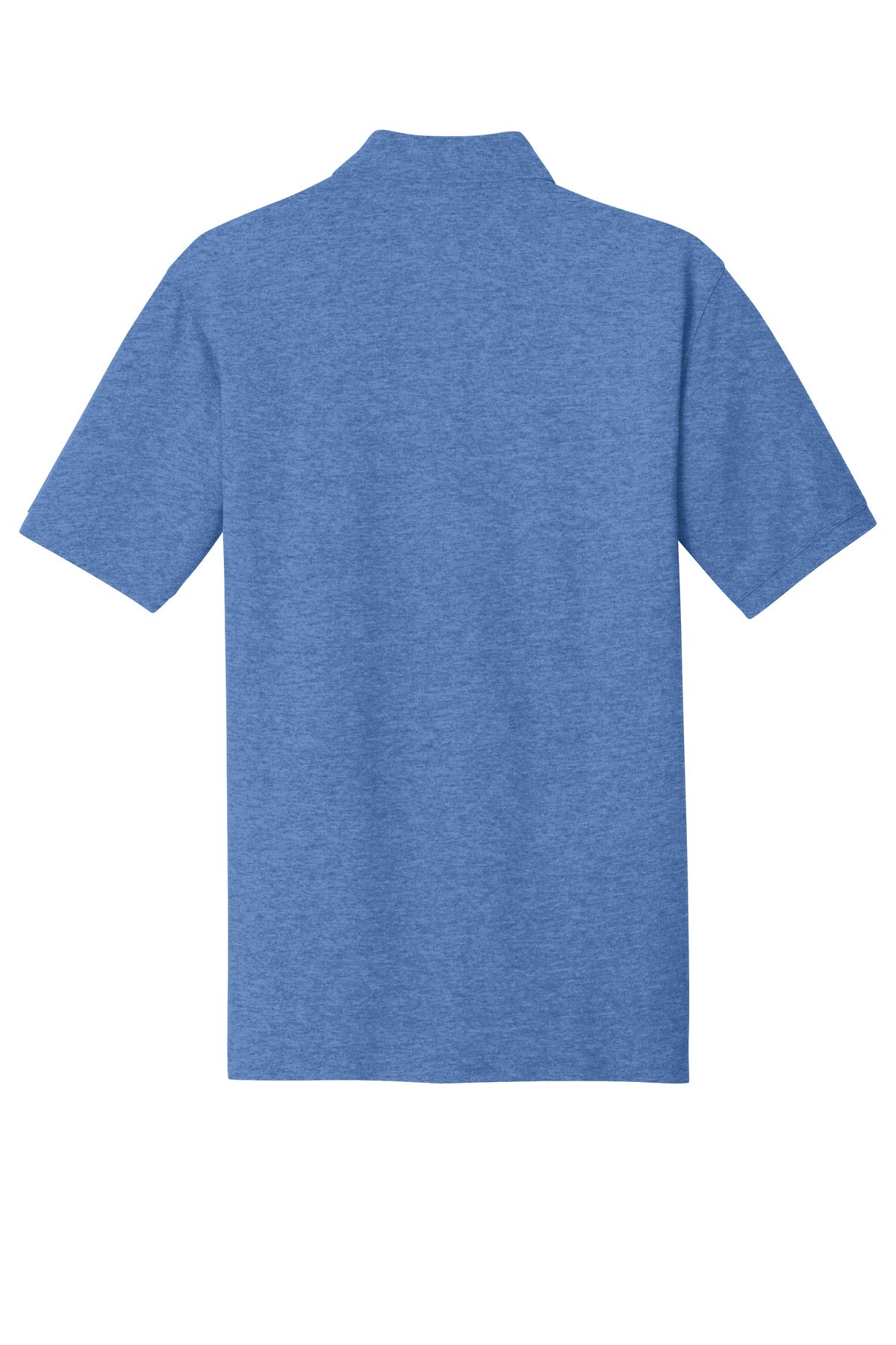 Rear View of Blue Heather Port Authority EZCotton Polo. K8000