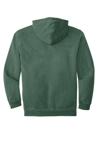 Rear View of Blue Spruce COMFORT COLORS Ring Spun Hooded Sweatshirt. 1567