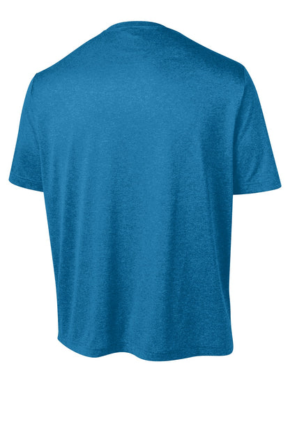 Rear View of Blue Wake Hthr Sport-Tek Tall Heather Contender Tee. TST360