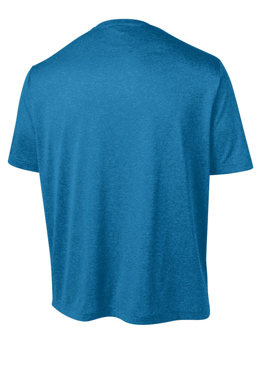Rear View of Blue Wake Hthr Sport-Tek Tall Heather Contender Tee. TST360
