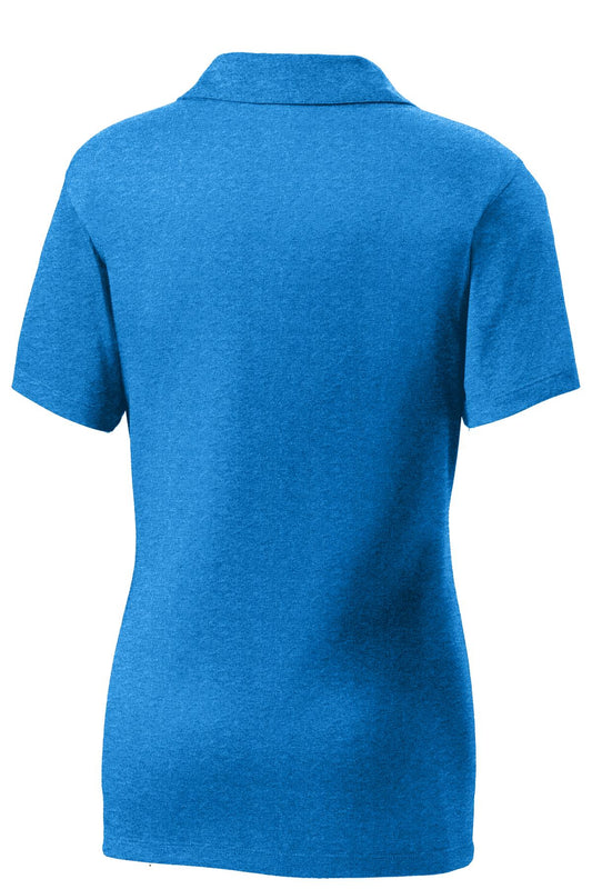 Rear View of Blue Wake Hthr Sport-Tek Women's Heather Contender Polo. LST660