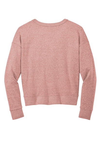 Rear View of BlustFrost District Women's Perfect Tri Fleece V-Neck Sweatshirt DT1312