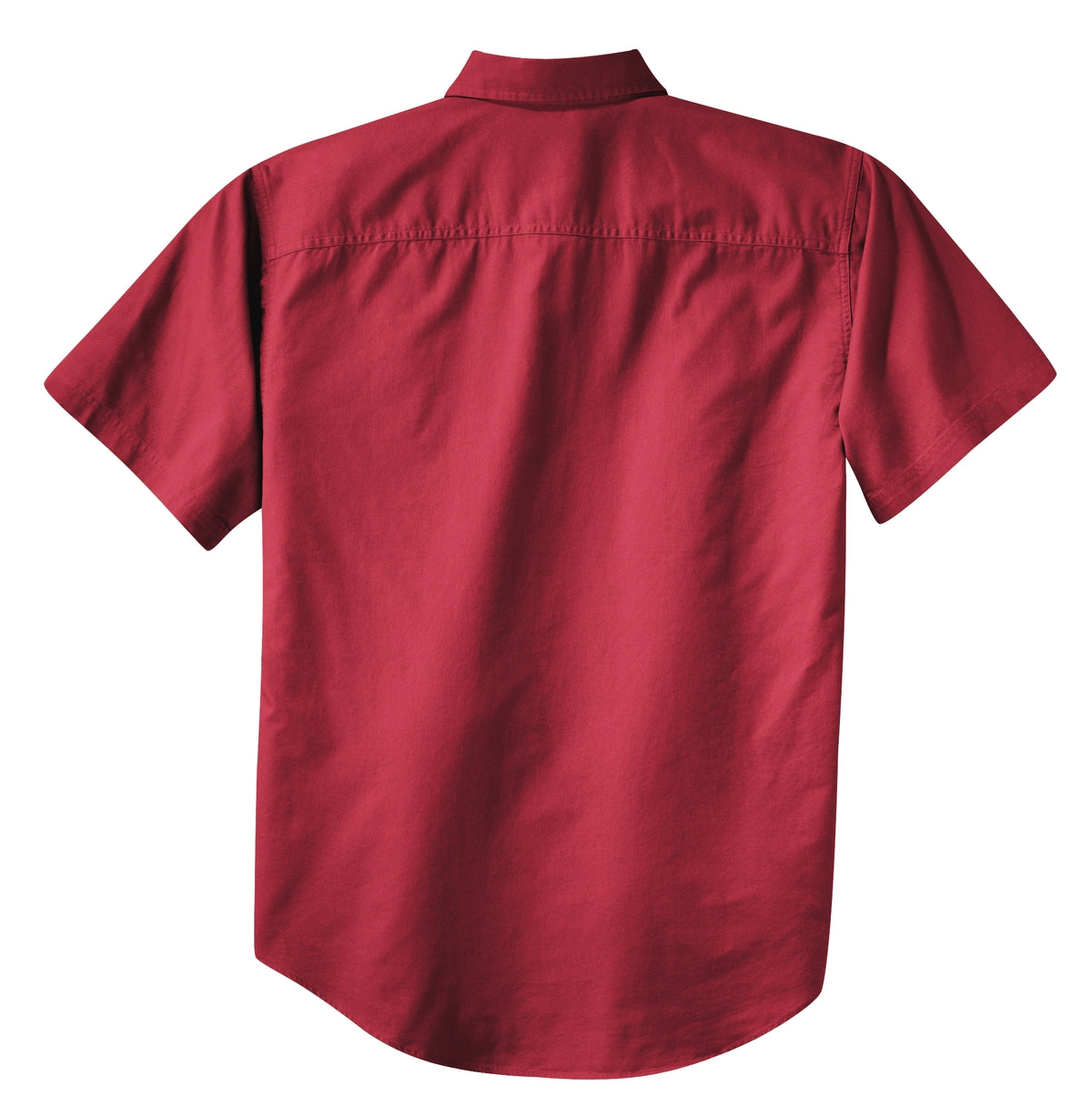 Rear View of Brght Burgundy Port Authority Short Sleeve Twill Shirt. S500T
