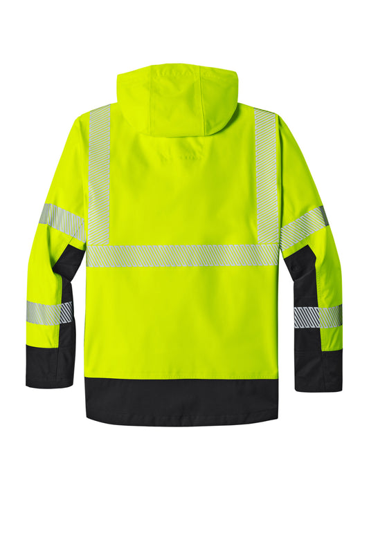 Rear View of BriteLime Carhartt ANSI 107 Class 3 Storm Defender Jacket CT106693