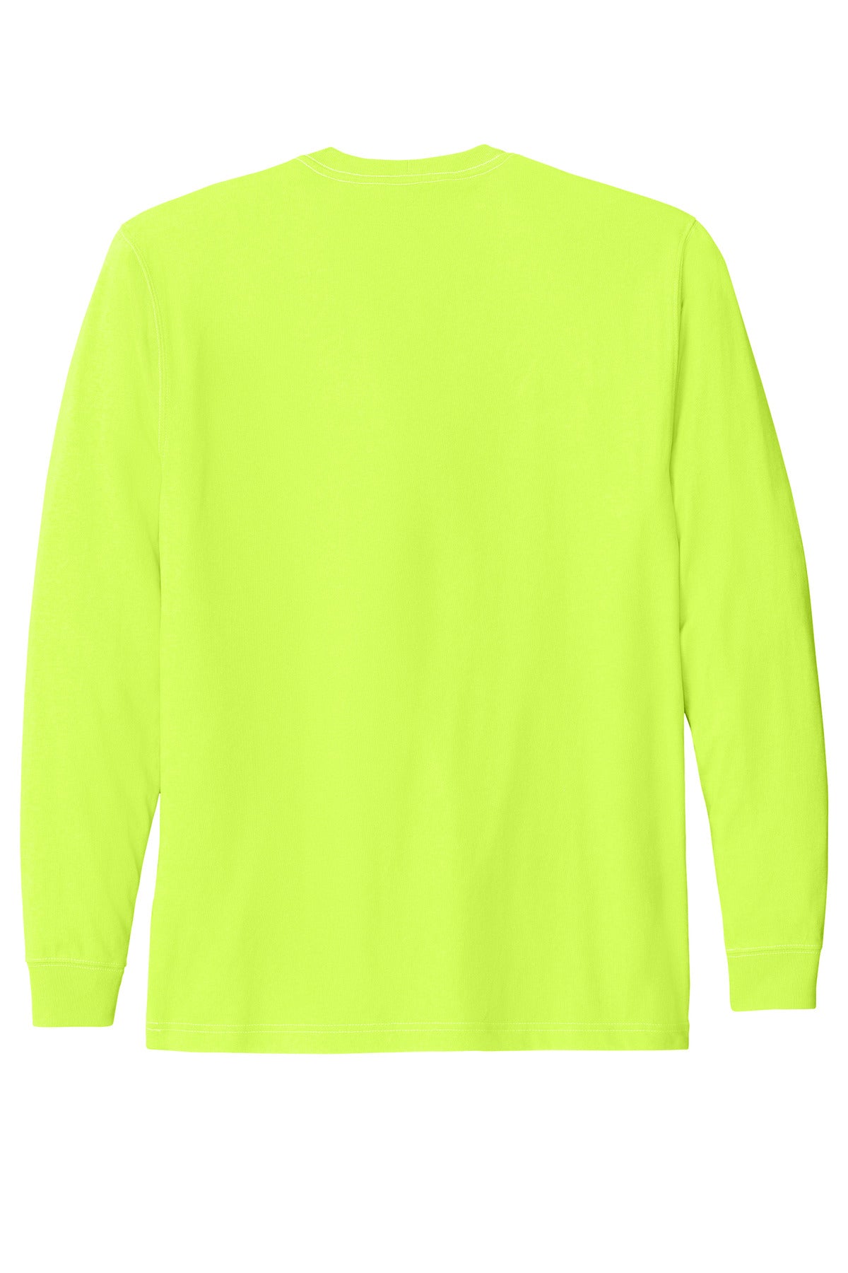 Rear View of BriteLime Carhartt Workwear Pocket Long Sleeve T-Shirt. CTK126
