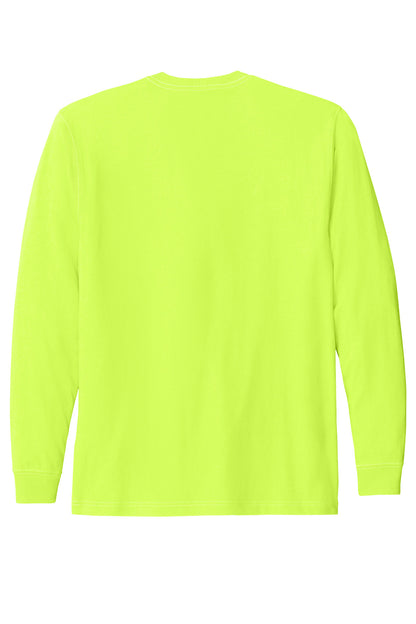 Rear View of BriteLime Carhartt Workwear Pocket Long Sleeve T-Shirt. CTK126