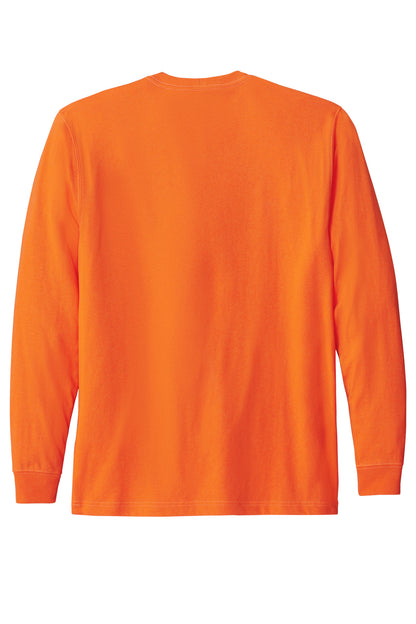 Rear View of BriteOrng Carhartt Workwear Pocket Long Sleeve T-Shirt. CTK126