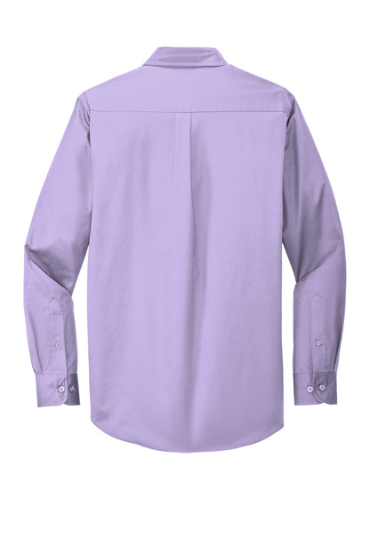 Rear View of Brt Lavender Port Authority Extended Size Long Sleeve Easy Care Shirt S608ES
