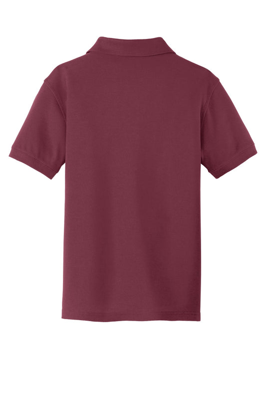 Rear View of Burgundy Port Authority Youth Core Classic Pique Polo. Y100