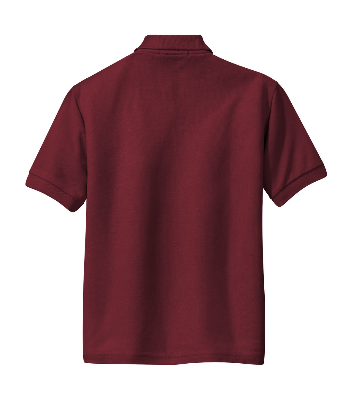 Rear View of Burgundy Port Authority Youth Silk Touch Polo. Y500