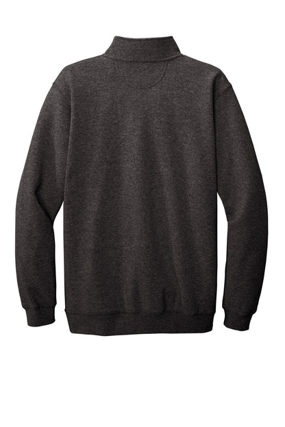 Rear View of CarbonHthr Carhartt Midweight 1/4-Zip Mock Neck Sweatshirt CT105294