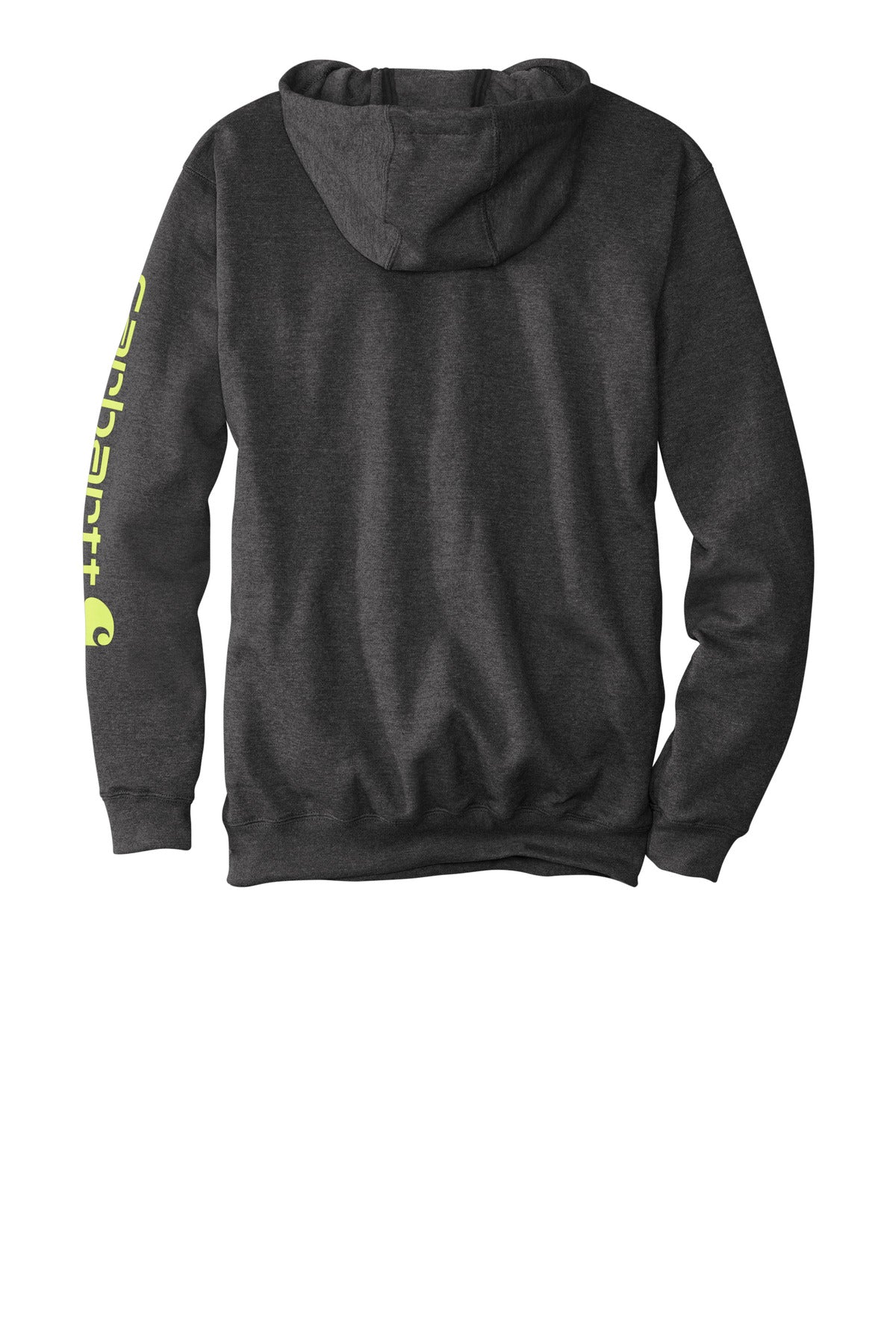 Rear View of CarbonHthr Carhartt Midweight Hooded Logo Sweatshirt CTK288