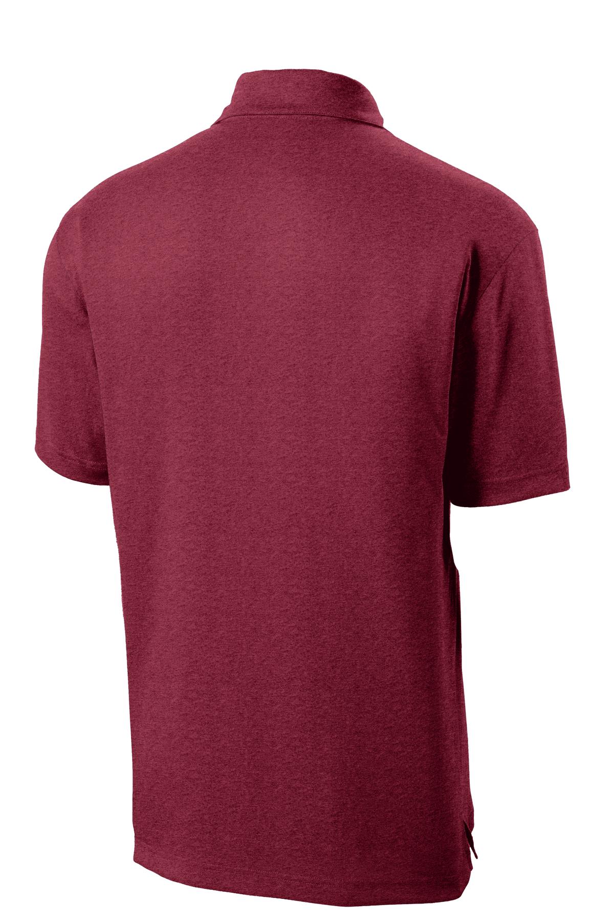 Rear View of Cardinal Hthr Sport-Tek Heather Contender Polo. ST660