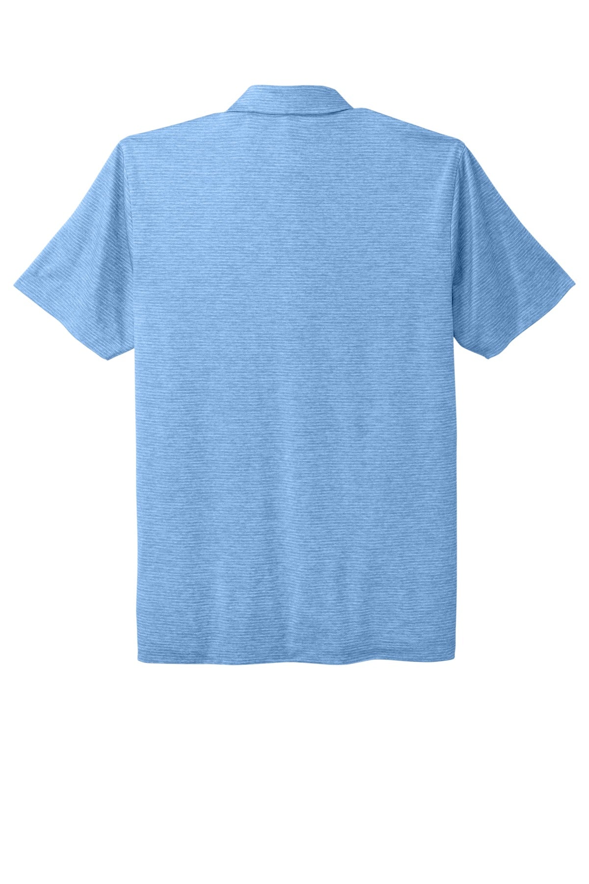 Rear View of Carolina Blue Port Authority Shadow Stripe Polo. K585
