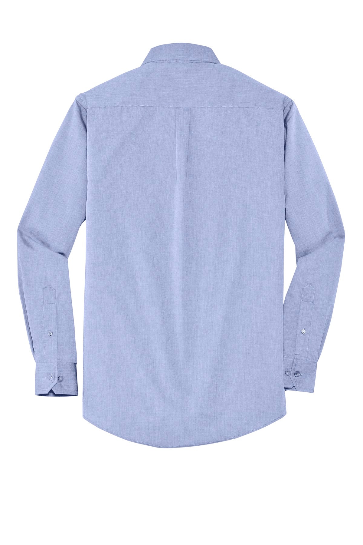Rear View of Chambray Blue Port Authority Crosshatch Easy Care Shirt. S640