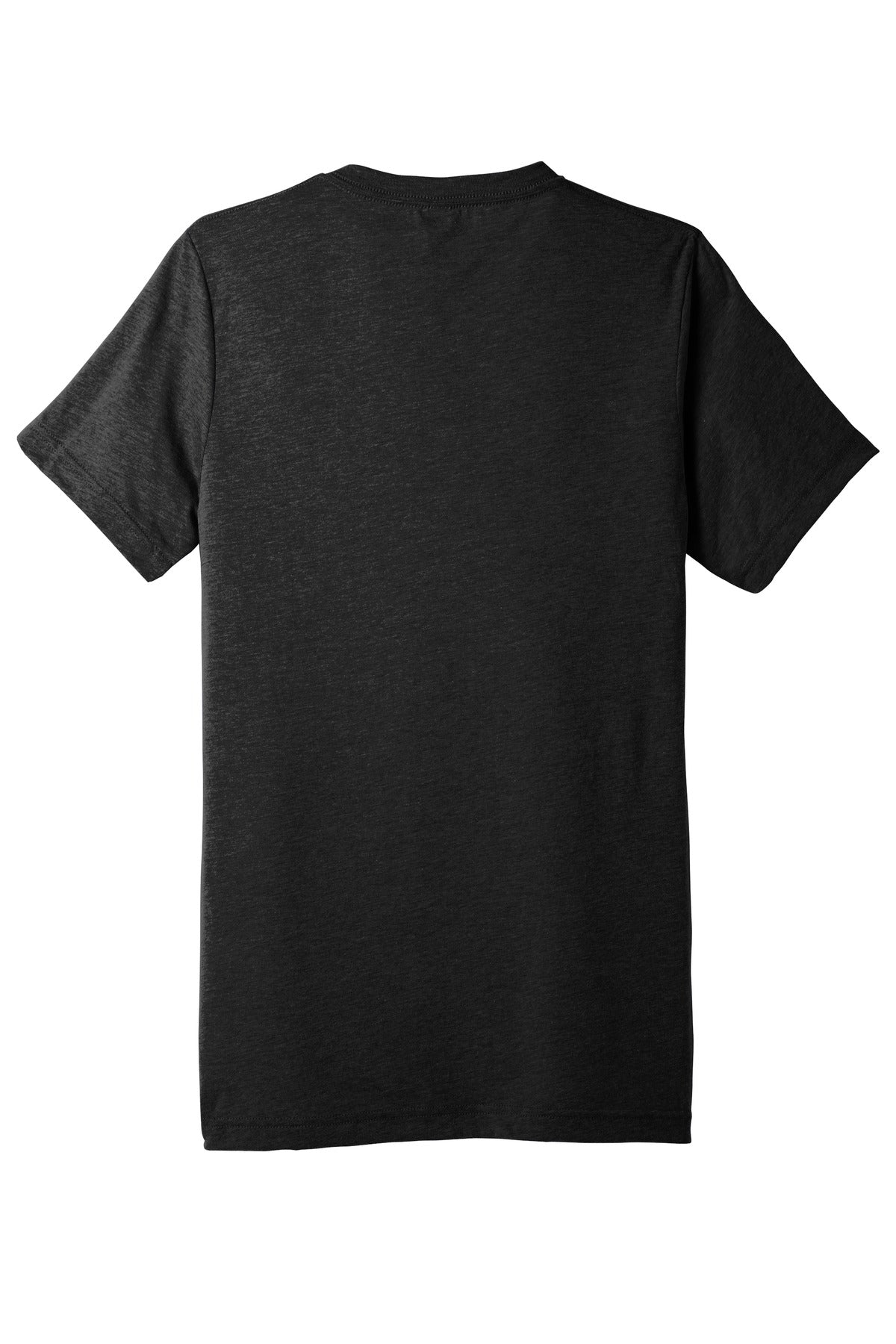 Rear View of Char-Blk TB BELLA+CANVAS Unisex Triblend Short Sleeve V-Neck Te. BC3415