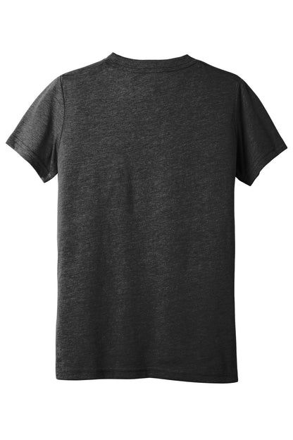 Rear View of Char-Blk TB BELLA+CANVAS Youth Triblend Short Sleeve Tee. BC3413Y
