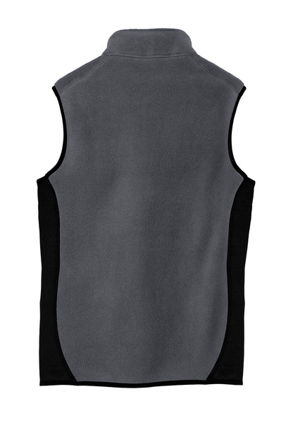 Rear View of Char Hthr/Blk Port Authority R-Tek Pro Fleece Full-Zip Vest. F228