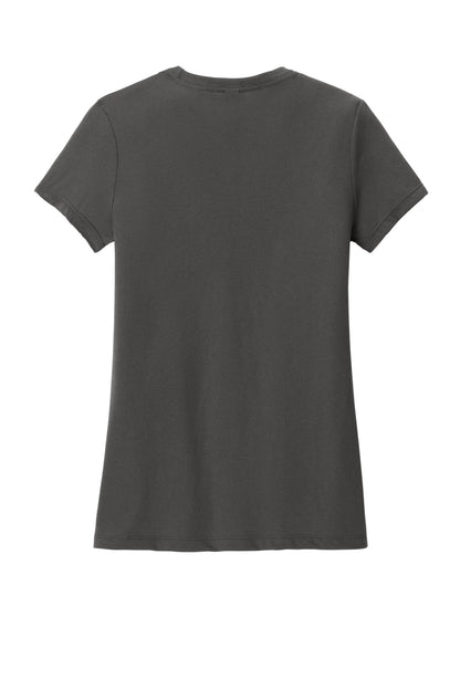 Rear View of Charcoal District Women's Perfect Blend CVC Tee. DM108L