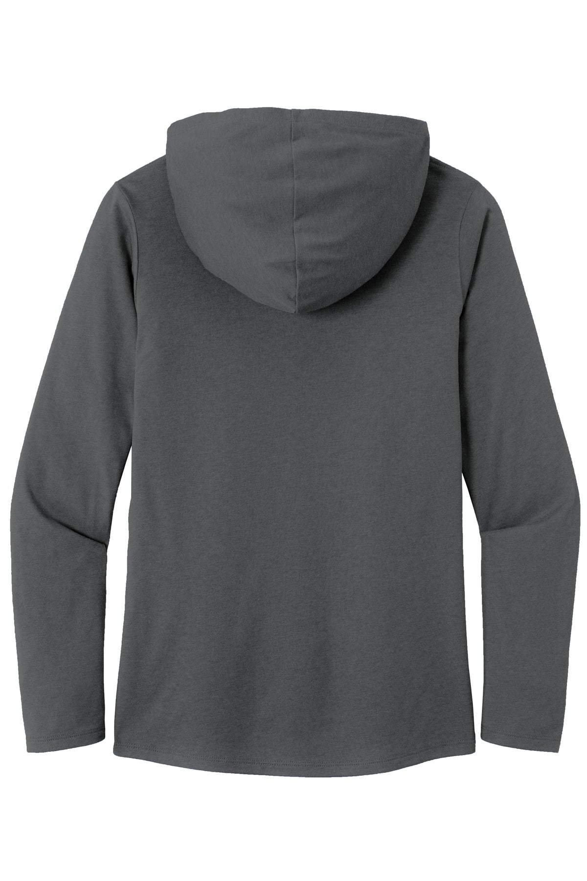 Rear View of Charcoal District Women's Perfect Tri Long Sleeve Hoodie. DM139L