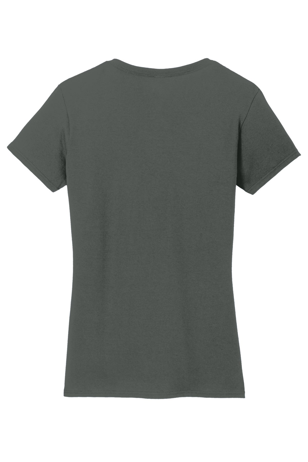Rear View of Charcoal Gildan Women's Heavy Cotton 100% Cotton V-Neck T-Shirt. 5V00L