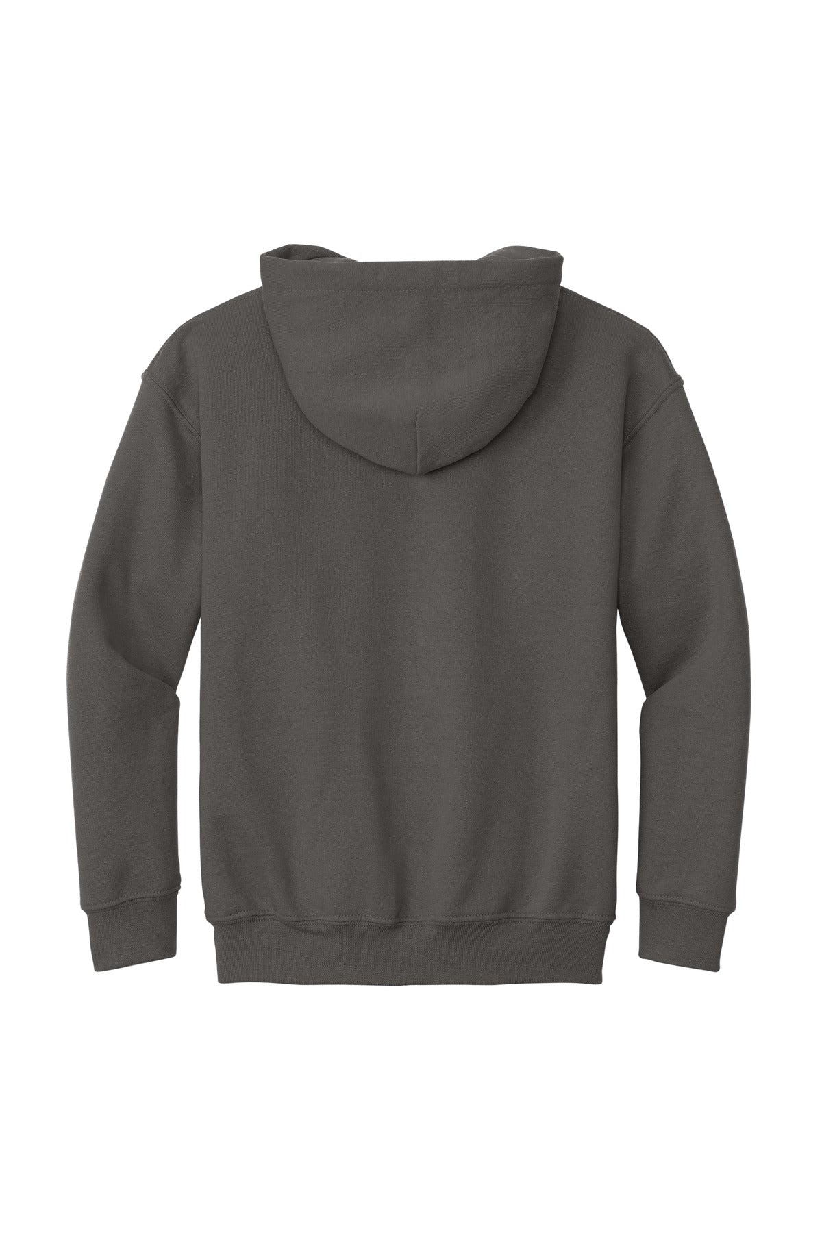 Rear View of Charcoal Gildan - Youth Heavy Blend Hooded Sweatshirt. 18500B