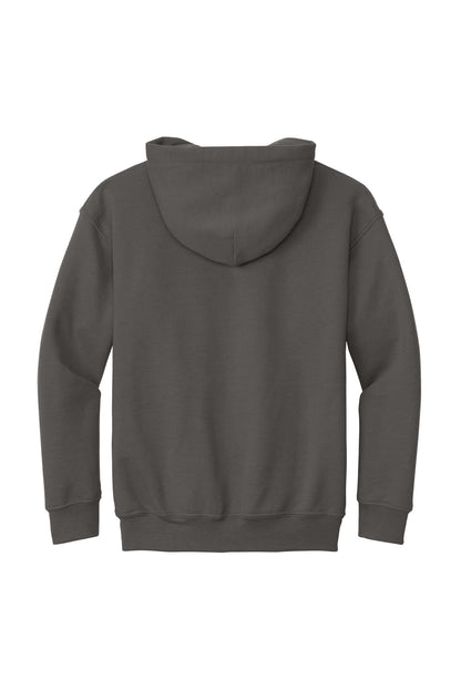 Rear View of Charcoal Gildan - Youth Heavy Blend Hooded Sweatshirt. 18500B