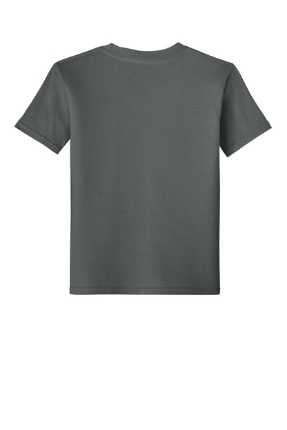 Rear View of Charcoal Gildan Youth Softstyle T-Shirt 64000B