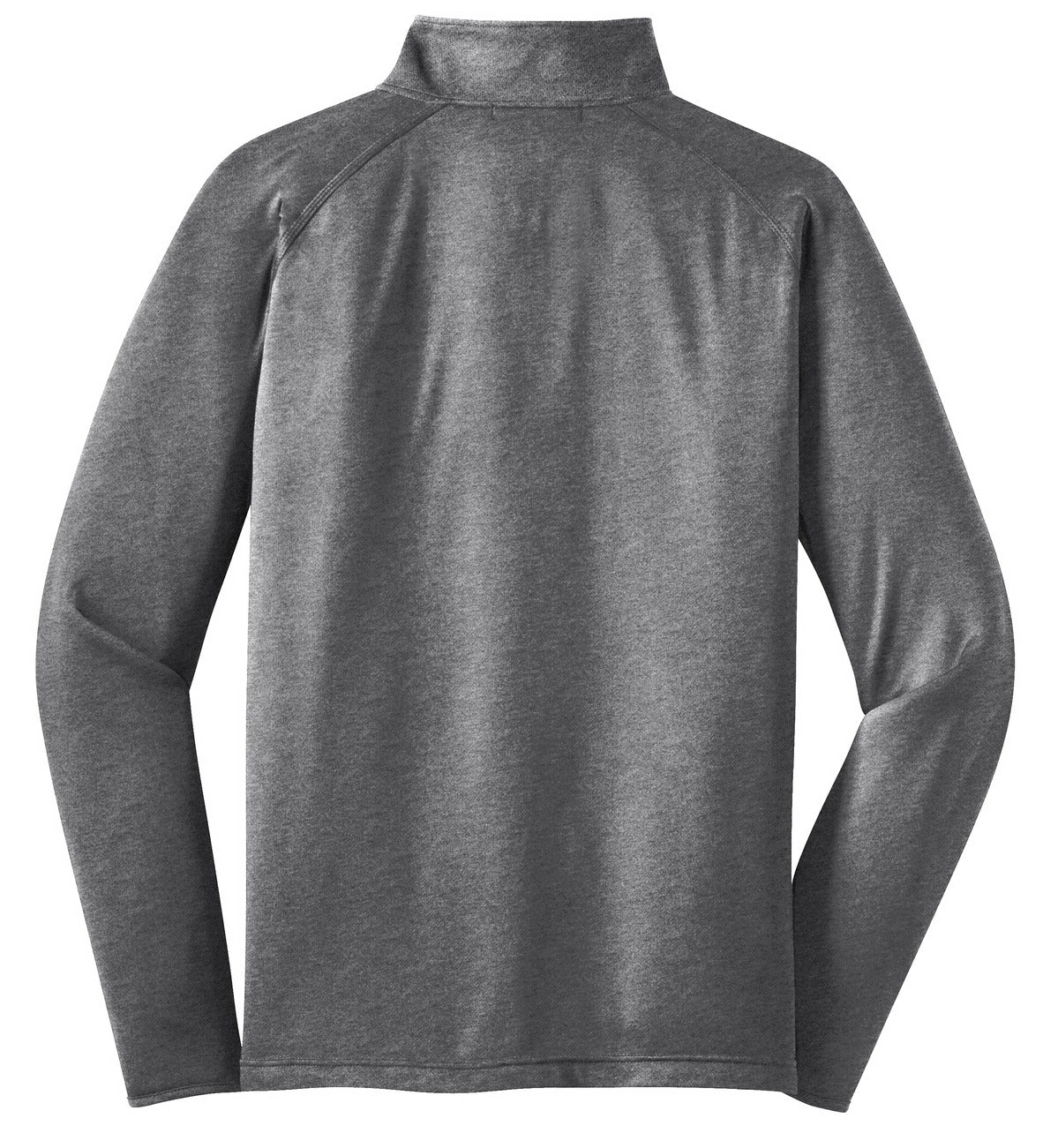 Rear View of Charcoal Gy He Sport-Tek Sport-Wick Stretch 1/4-Zip Pullover. ST850