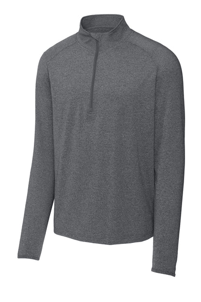 Rear View of Charcoal Gy He Sport-Tek Sport-Wick Stretch 1/4-Zip Pullover. ST850