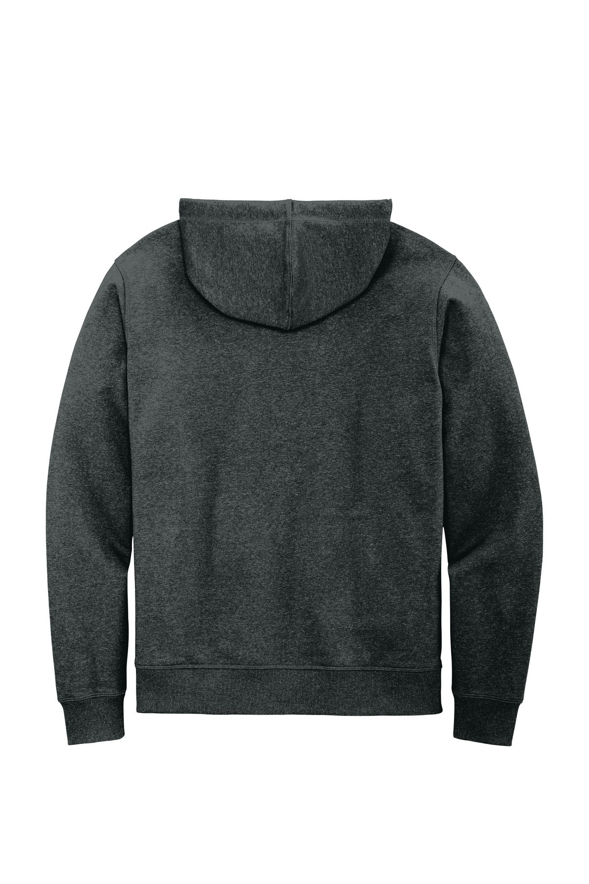 Rear View of Charcoal Hthr District Re-Fleece Full-Zip Hoodie DT8102