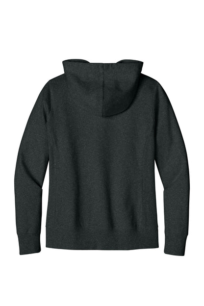Rear View of Charcoal Hthr District Women's Re-Fleece Full-Zip Hoodie DT8103