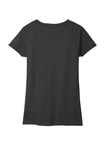 Rear View of Charcoal Hthr District Women's Re-Tee V-Neck DT8001