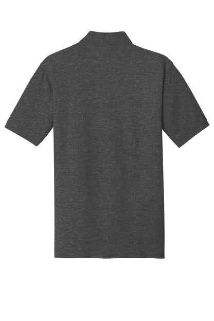 Rear View of Charcoal Hthr Port Authority EZCotton Polo. K8000