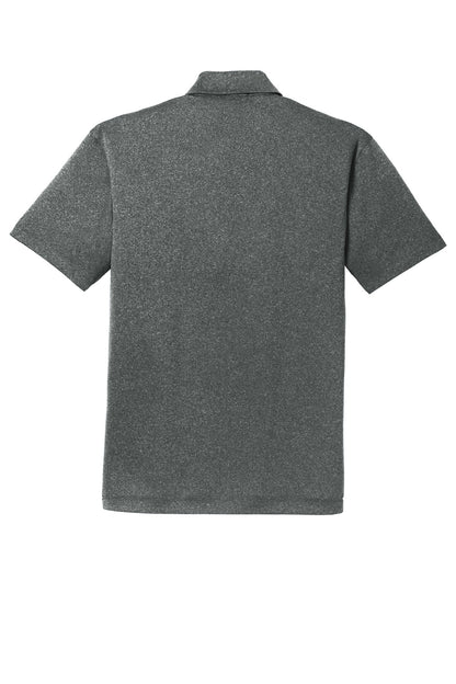 Rear View of Charcoal Hthr Port Authority Trace Heather Polo. K576