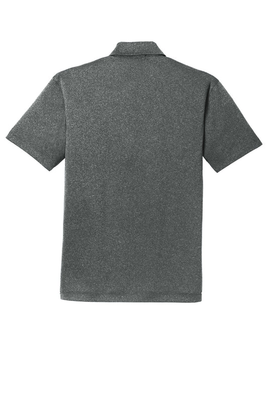 Rear View of Charcoal Hthr Port Authority Trace Heather Polo. K576