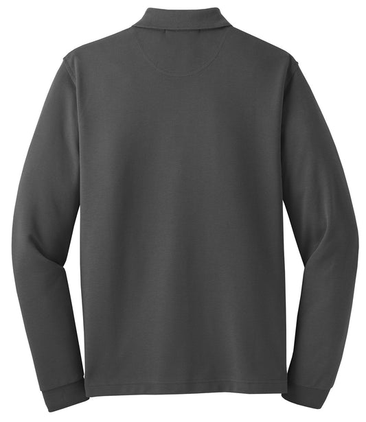 Rear View of Charcoal Port Authority Rapid Dry Long Sleeve Polo. K455LS