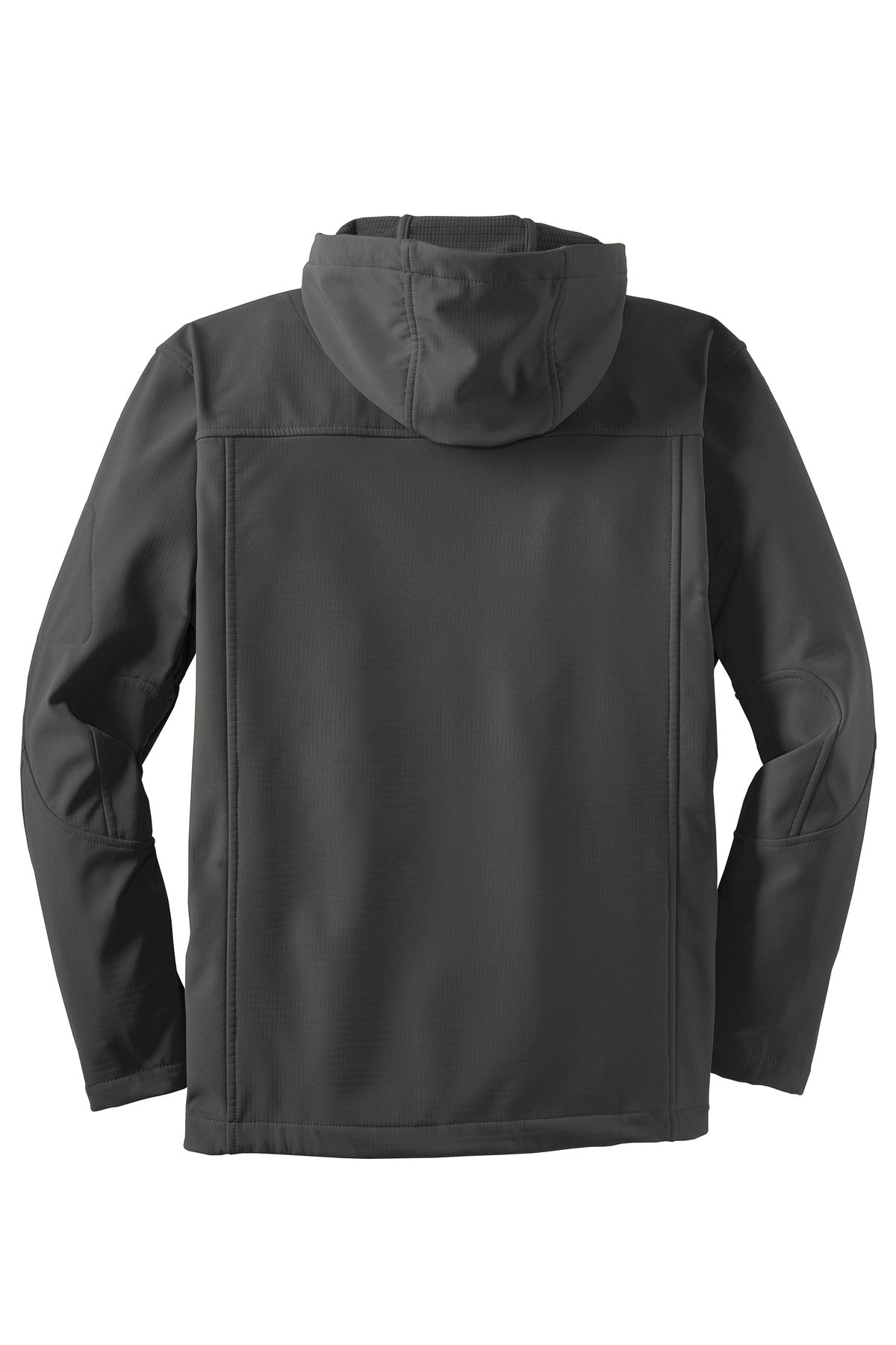 Rear View of Charcoal Port Authority Textured Hooded Soft Shell Jacket. J706