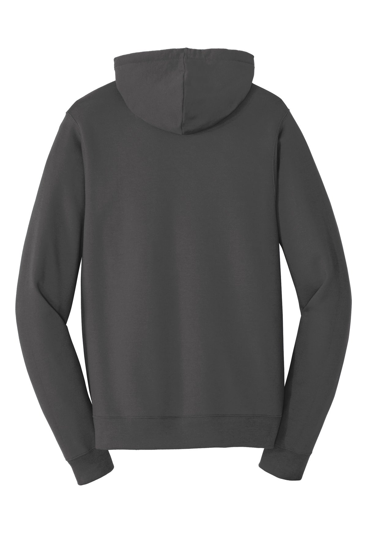 Rear View of Charcoal Port & Company Fan Favorite Fleece Pullover Hooded Sweatshirt. PC850H