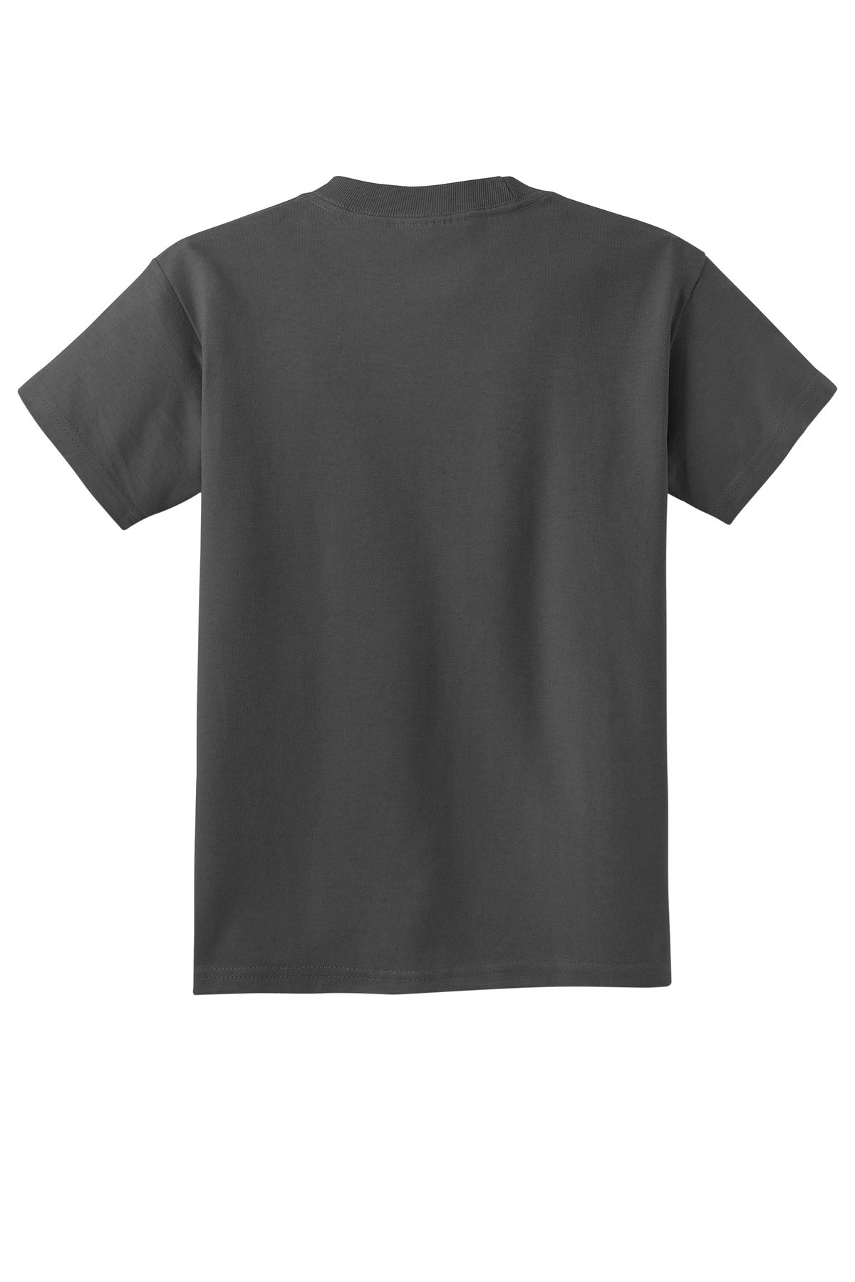 Rear View of Charcoal Port & Company Youth Core Cotton DTG Tee PC54YDTG