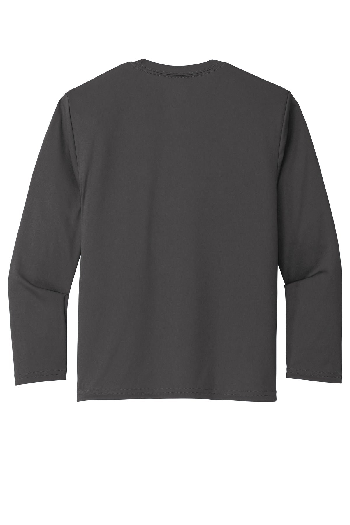 Rear View of Charcoal Port & Company Youth Long Sleeve Performance Tee PC380YLS