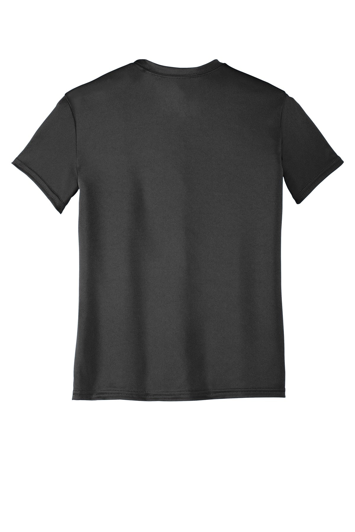 Rear View of Charcoal Port & Company Youth Performance Tee. PC380Y
