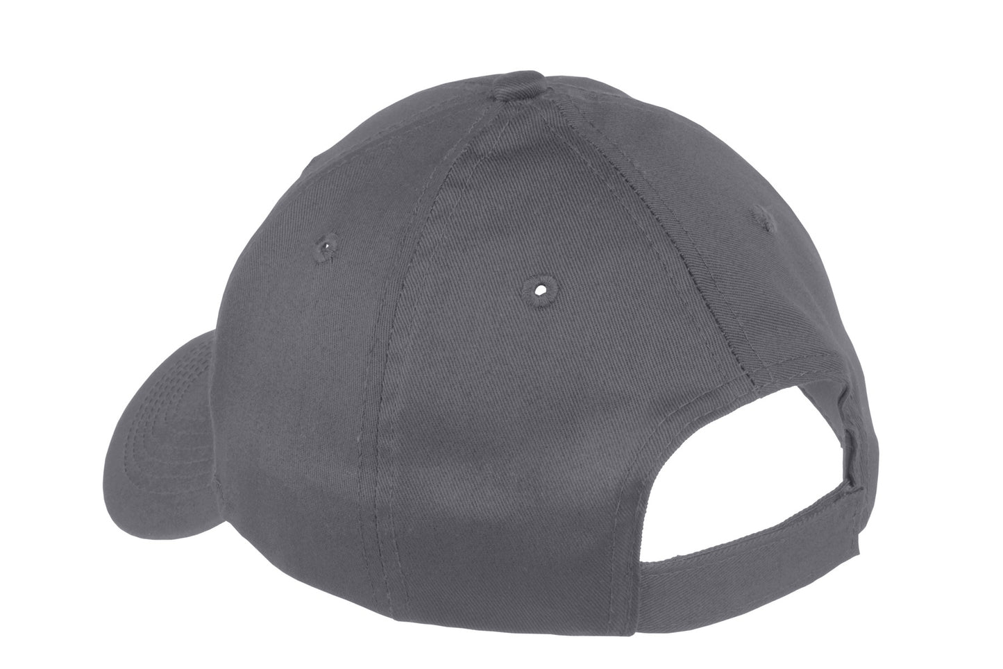 Rear View of Charcoal Port & Company Youth Six-Panel Twill Cap. YCP80