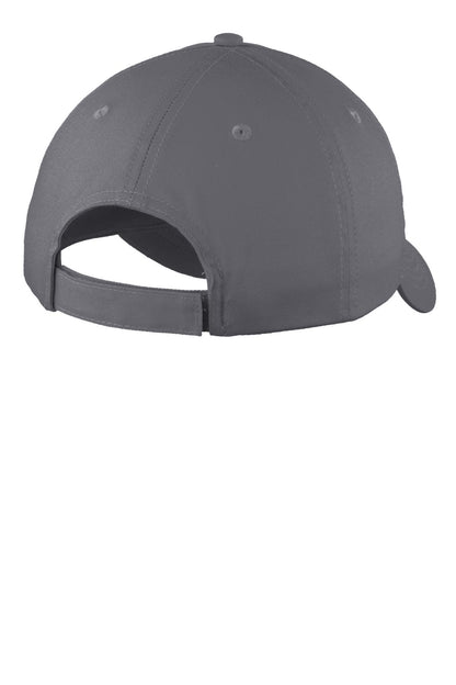Rear View of Charcoal Port & Company Youth Six-Panel Unstructured Twill Cap. YC914