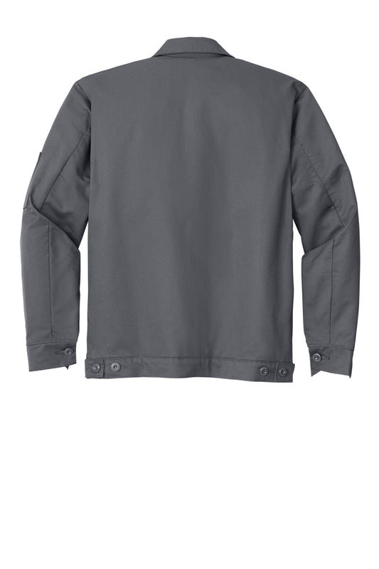 Rear View of Charcoal Red Kap Slash Pocket Jacket. CSJT22