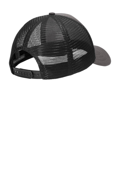 Rear View of Charcoal/Black Port Authority 5-Panel Twill Foam Trucker Cap. C936
