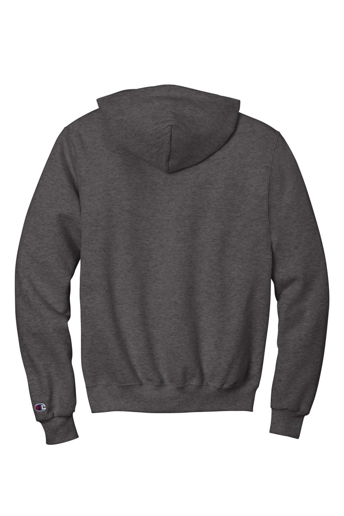 Rear View of CharcoalHt Champion Powerblend Pullover Hoodie. S700