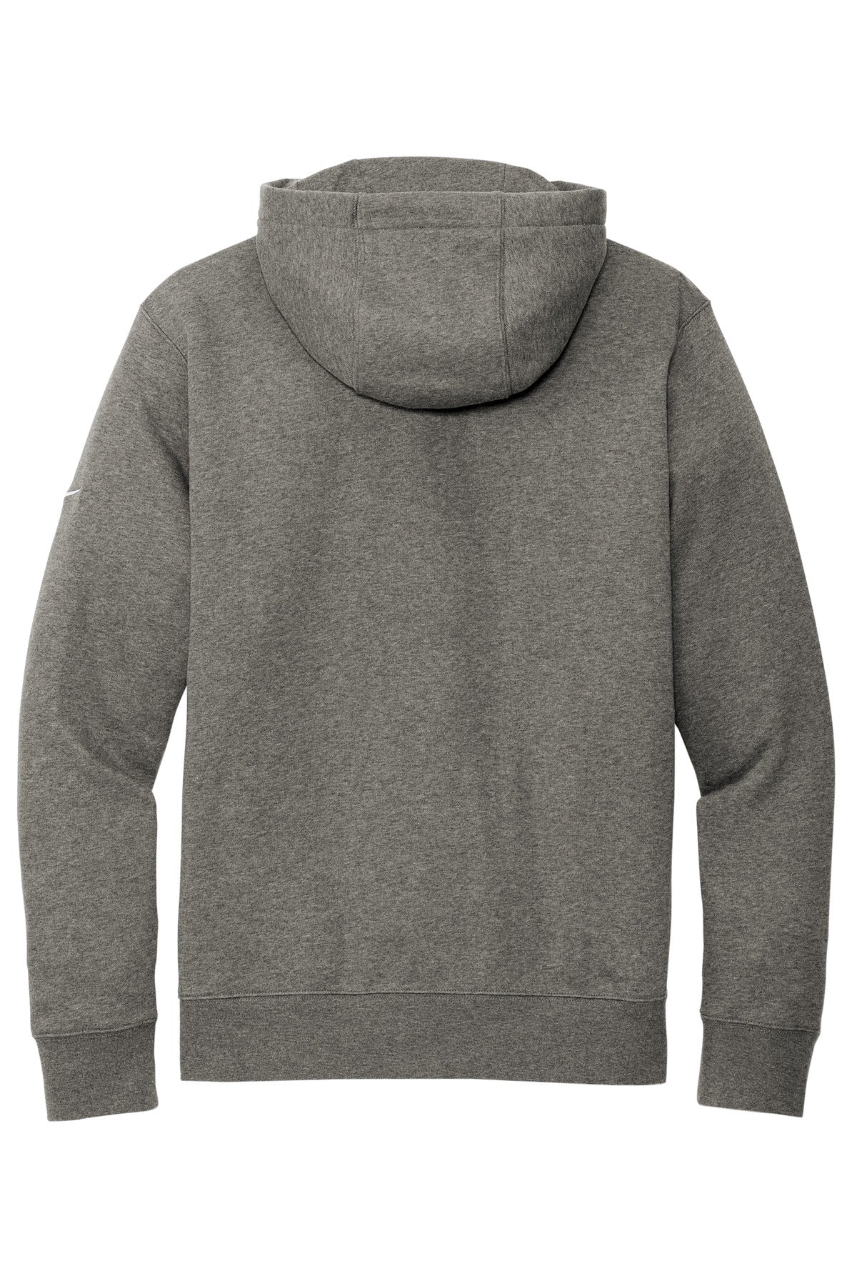 Rear View of CharcoalHt Nike Club Fleece Sleeve Swoosh Full-Zip Hoodie NKDR1513